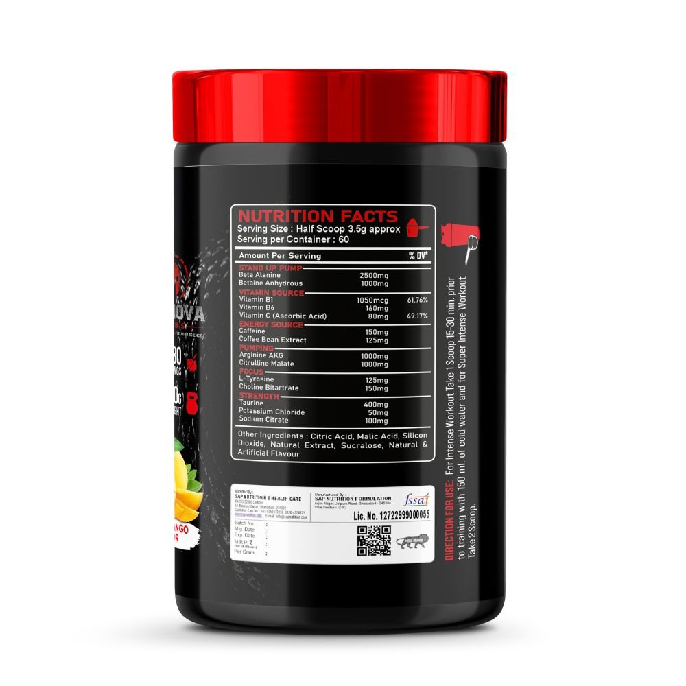 Black Venom Preworkut Pulpy Mango, 210gm - Image 2