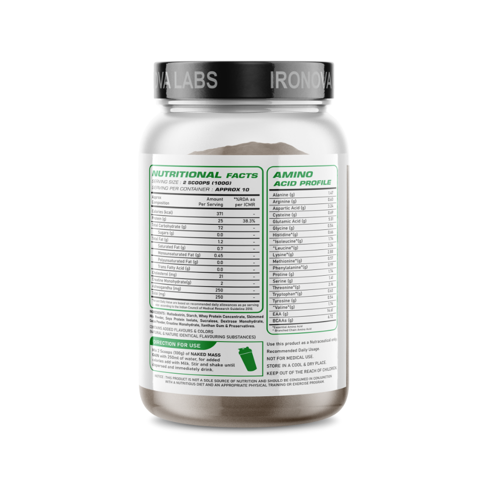 Naked Mass Gain – Muscle Growth & Recovery Formula | American Chocolate | 1 KG - Image 3