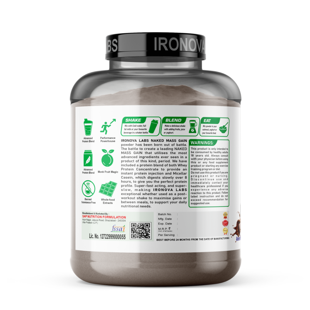 Naked Mass Gain – Muscle Growth & Recovery Formula | American Chocolate | 2.75KG - Image 2