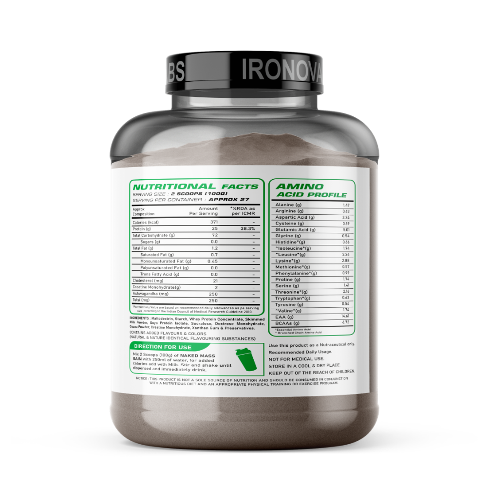 Naked Mass Gain – Muscle Growth & Recovery Formula | American Chocolate | 2.75KG - Image 3